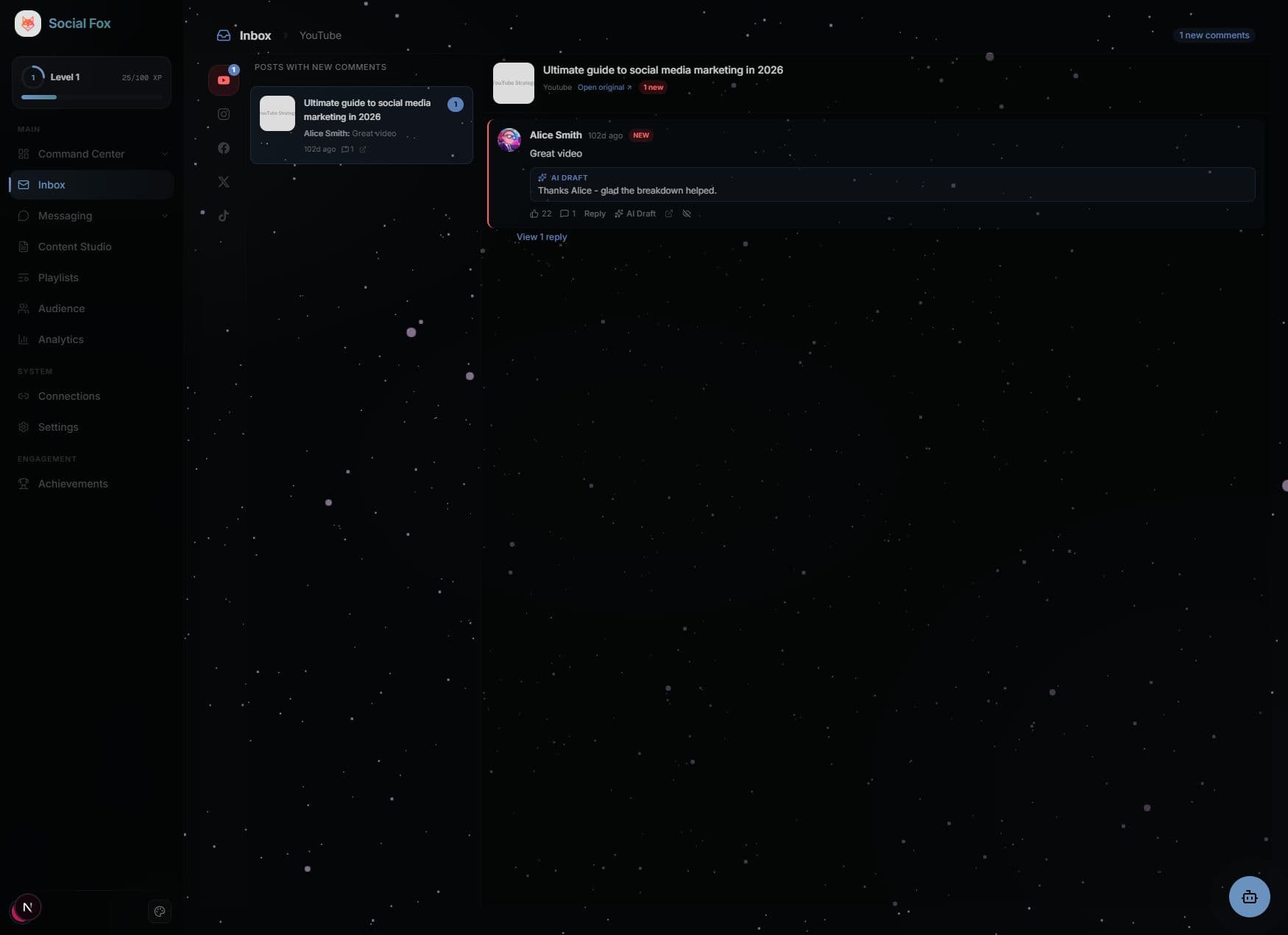 SocialFox inbox